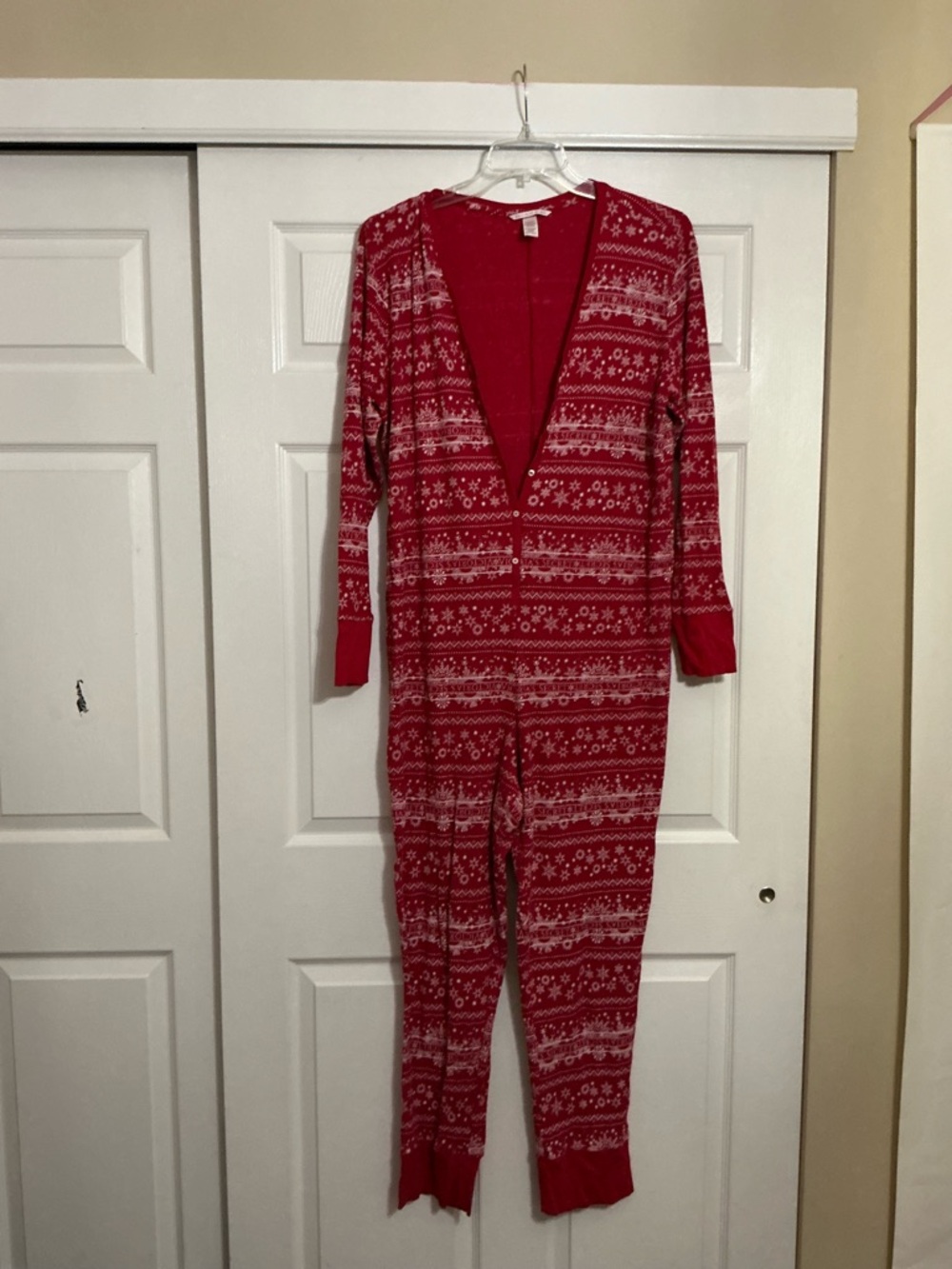 Red Fair Isle One-Piece Pajama onesie Jumpsuit